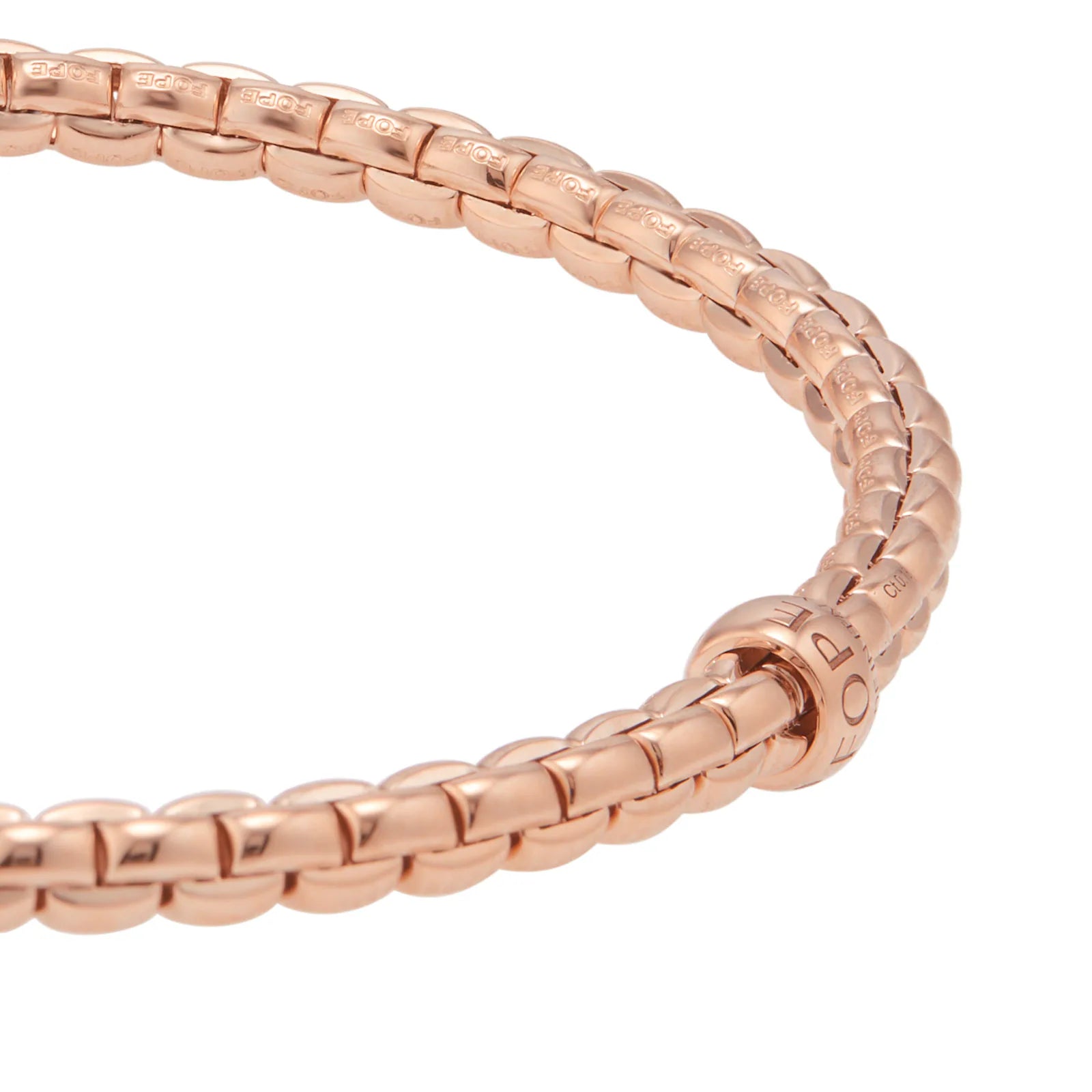 Fope Bracelet Fope Eka 18k Rose Gold and White Gold Flex'It Bracelet with Rhombus-set Diamonds .12ctw - Size Medium