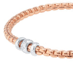 Fope Bracelet Fope Eka 18k Rose Gold and White Gold Flex'It Bracelet with Rhombus-set Diamonds .12ctw - Size Medium