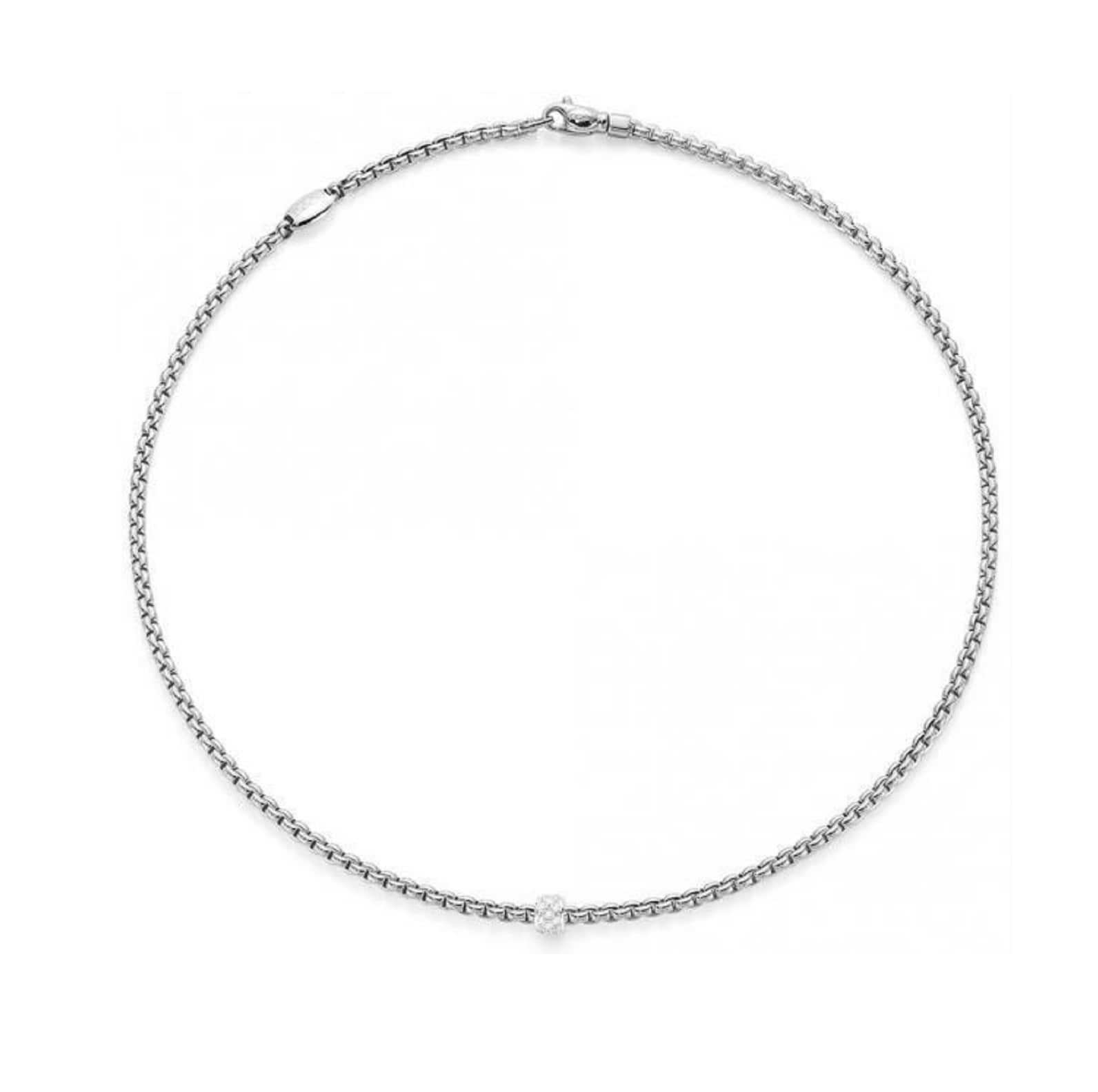 Fope Necklaces and Pendants Fope Eka 18k White Gold Diamond Pave Rondel Necklace