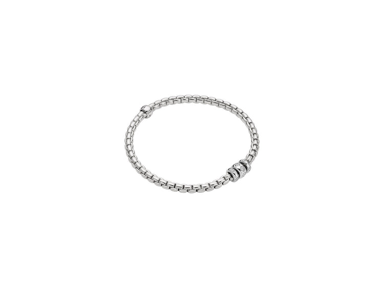 Fope Bracelet Fope Eka 18k White Gold Flex'It Bracelet with Rhombus-set Diamonds .12ctw - Size Medium