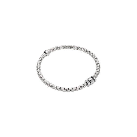 Fope Bracelet Fope Eka 18k White Gold Flex'It Bracelet with Rhombus-set Diamonds .18ctw - Size Medium