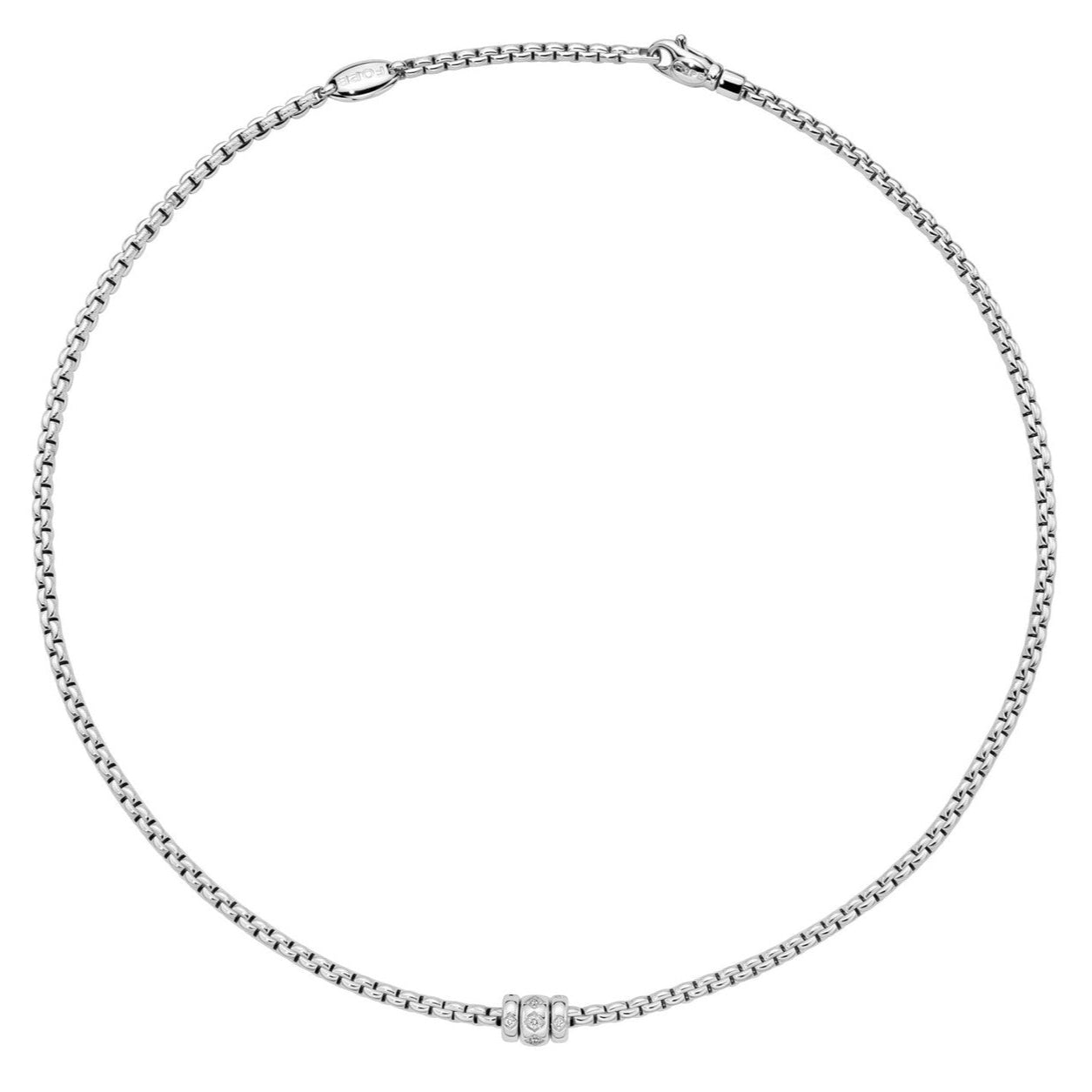 Fope Necklaces and Pendants Fope Eka 18k White Gold Rope Necklace with Diamond Rondells