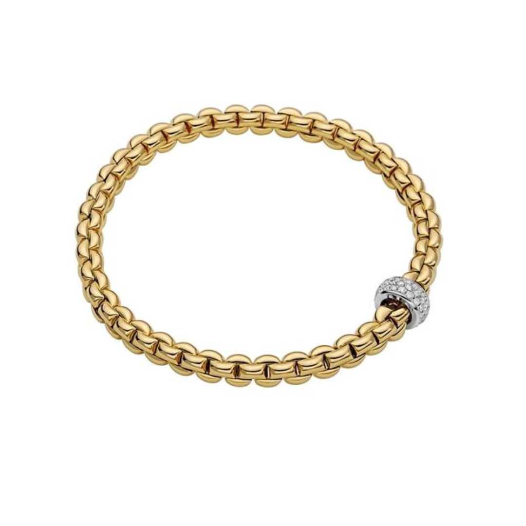 Fope Bracelet Fope Eka 18k Yellow and White Gold Flex'It Bracelet .19ctw - Small