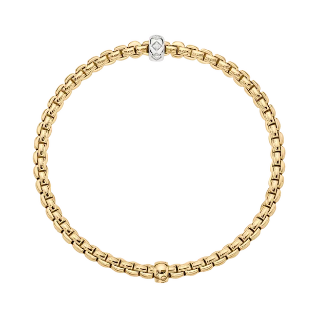 Fope Bracelet Fope Eka 18k Yellow and White Gold Flex'It Bracelet with Rhombus-set Diamonds .12ctw - Small