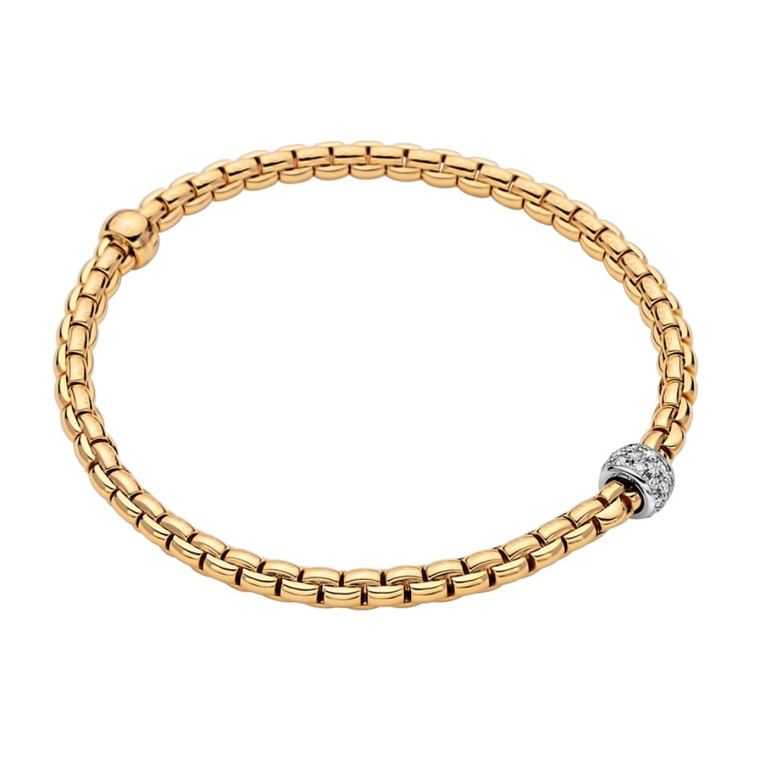 Fope Bracelet Fope Eka Collection 18k Yellow Gold Flex'It Bracelet with Diamond Rondel