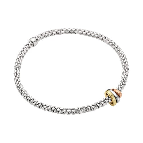 Fope Bracelet Fope Prima Flex'it Bracelet with Yellow, Rose & White Gold Rondells