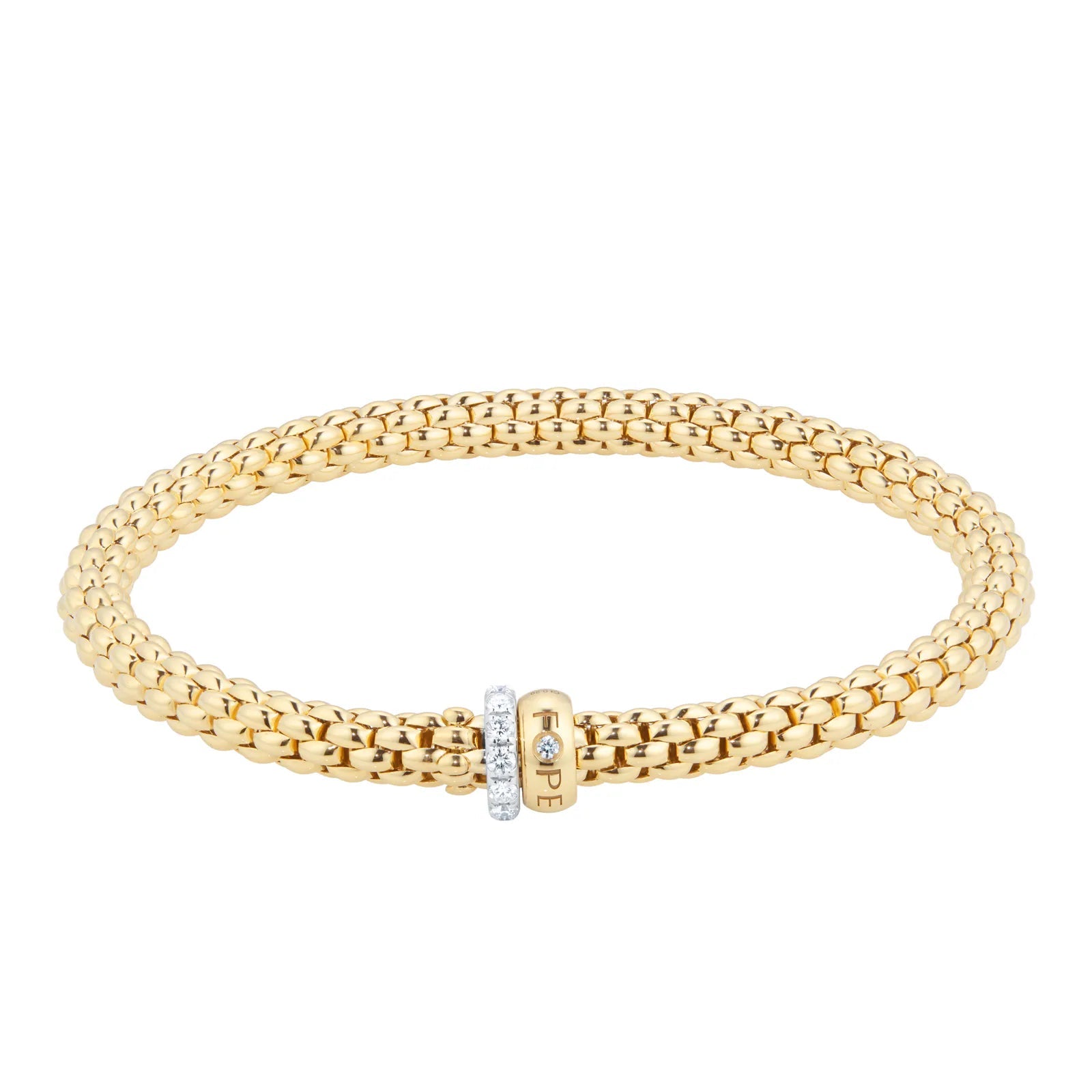 Fope Bracelet Fope Solo Collection Flex'it Double Rondel 18k Yellow Gold Diamond Bracelet