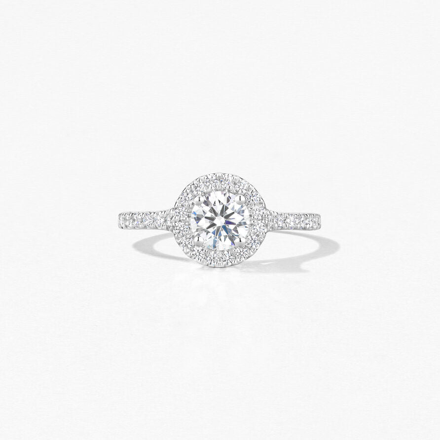 Hearts on Fire Engagement Engagement Ring Hearts On Fire Transcend Single Halo Platinum Diamond Engagement Ring - 0.73 ctw 0.73 / 6.5