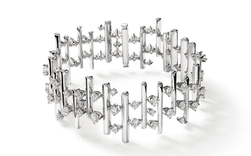 Hearts on Fire Bracelet Hearts on Fire 18K White Gold Barre Multi-Row Small Diamond Bracelet