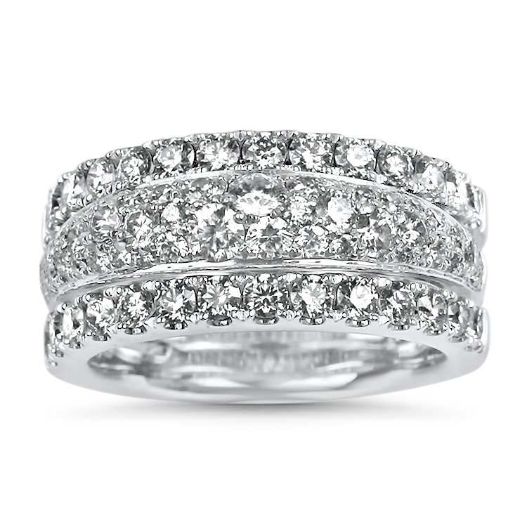 Hearts on Fire Wedding Band Hearts on Fire Estate 18K White Gold "Triple Grace" Diamond Band 6.5