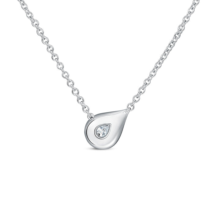 Hearts on Fire Necklaces and Pendants Hearts On Fire LU 18K White Gold Diamond Droplet Necklace - .33cts