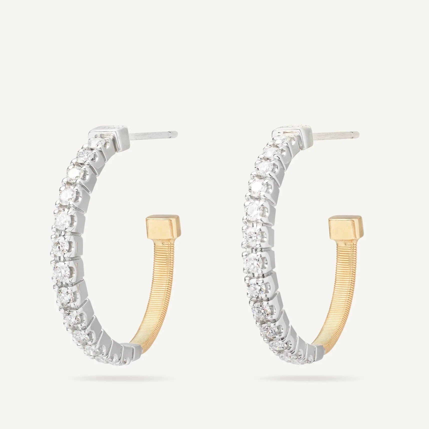 Marco Bicego Earrings Marco Bicego 18k White and Yellow Gold Masai Diamond Hoop Earrings