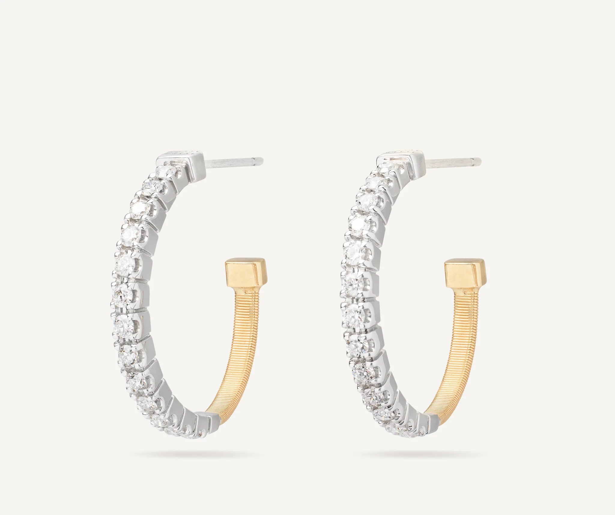 Marco Bicego Earrings Marco Bicego 18k White and Yellow Gold Masai Diamond Hoop Earrings