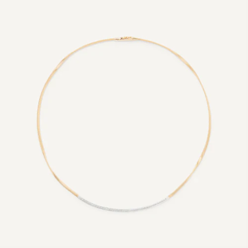 Marco Bicego Necklaces and Pendants Marco Bicego 18k Yellow Gold and White Gold "Marrakech Collection" Diamond Bar Necklace