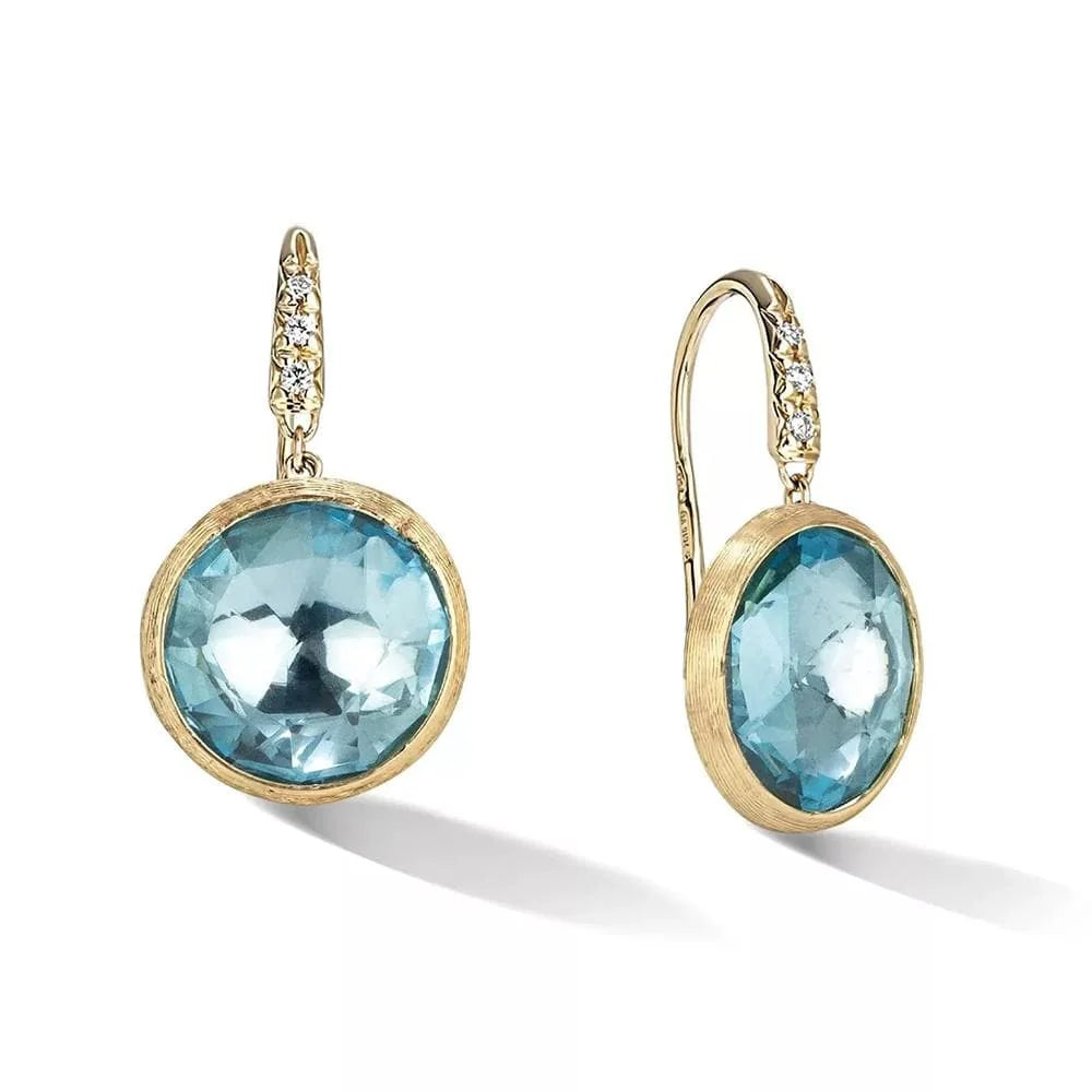 Marco Bicego Earrings Marco Bicego 18k Yellow Gold "Jaipur Collection" Blue Topaz and Diamond Earrings