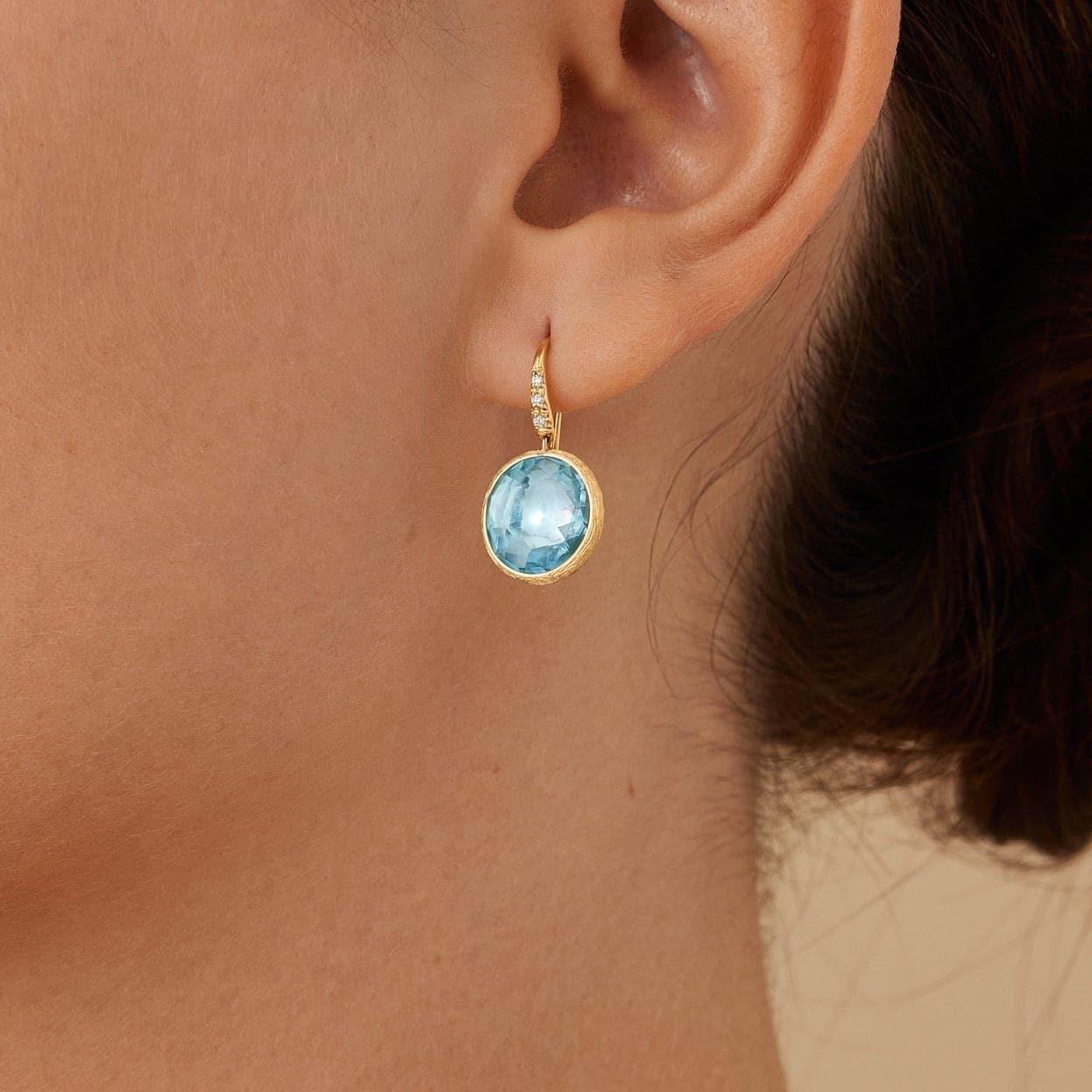 Marco Bicego Earrings Marco Bicego 18k Yellow Gold "Jaipur Collection" Blue Topaz and Diamond Earrings