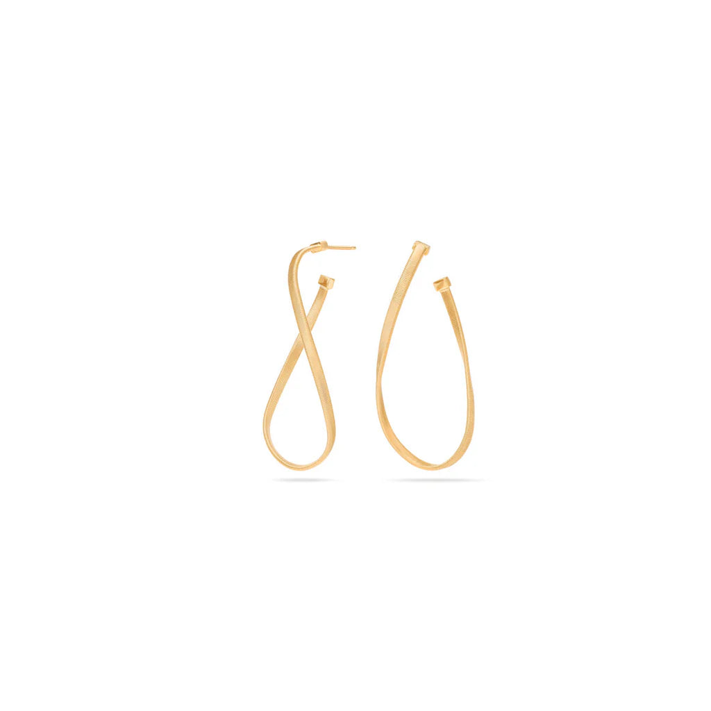 Marco Bicego Earrings Marco Bicego 18k Yellow Gold Marrakech Twisted Irregular Medium Hoop Earrings