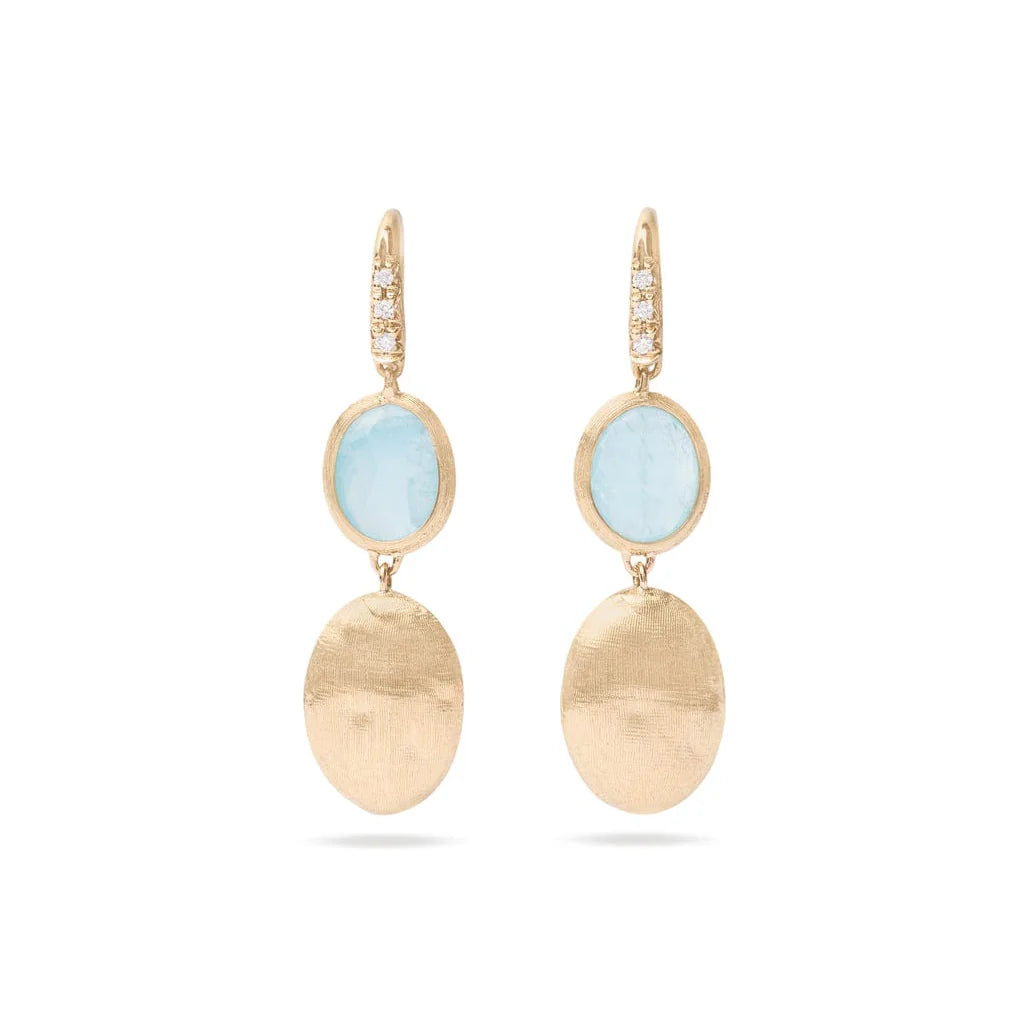 Marco Bicego Earrings Marco Bicego 18k Yellow Gold "Siviglia" Aquamarine and Diamond Earrings