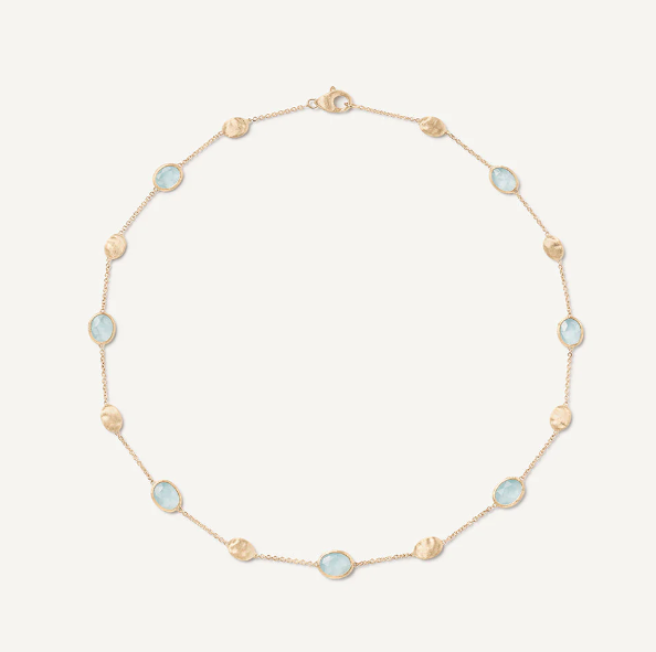 Marco Bicego Necklaces and Pendants Marco Bicego 18k Yellow Gold "Siviglia" Aquamarine Station Necklace