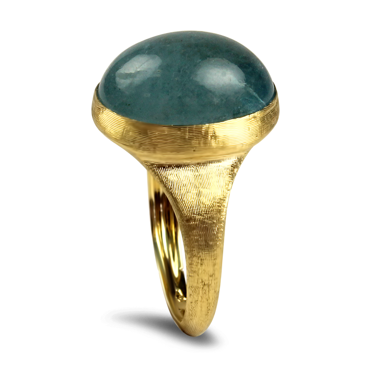 Marco Bicego Ring Marco Bicego 18k Yellow Gold "Unico Collection" Aquamarine Ring 7