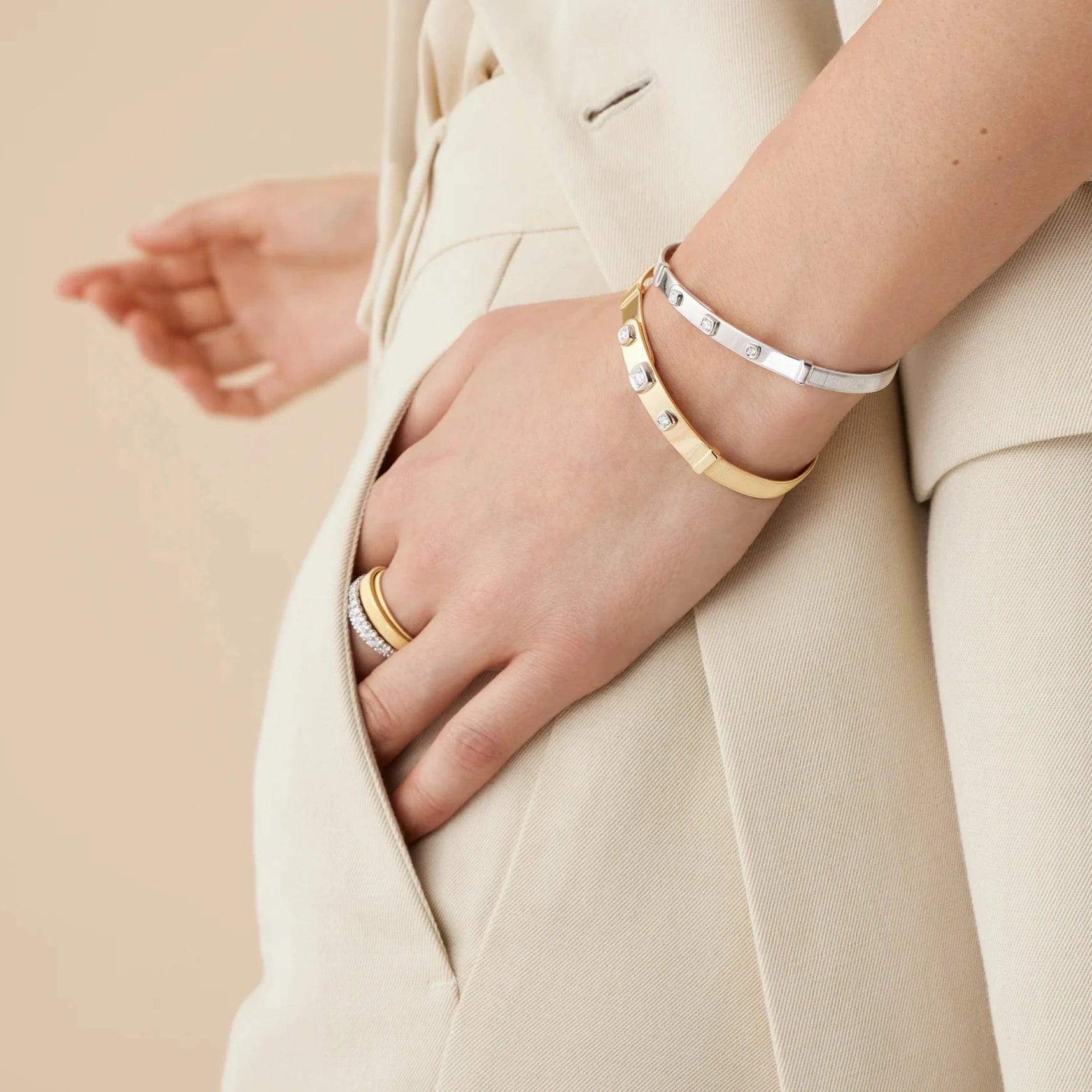 Marco Bicego Bracelet Marco Bicego Masai 18k Yellow and White Gold Diamond Coil Bangle Bracelet