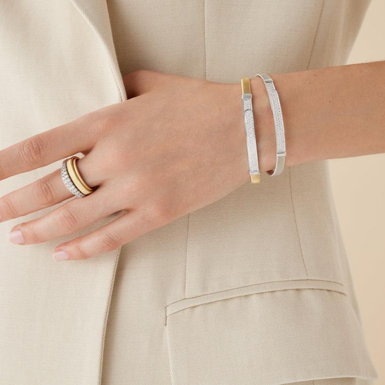 Marco Bicego Bracelet Marco Bicego Masai Collection 18k Yellow and White Gold Coil and Diamond Pavé Bangle Bracelet