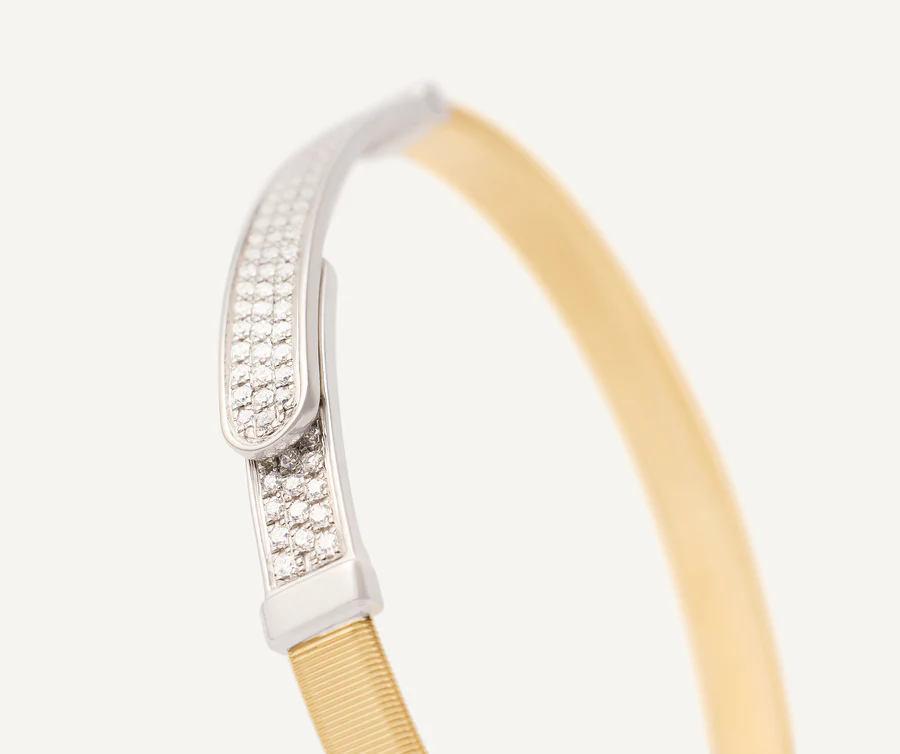 Marco Bicego Bracelet Marco Bicego Masai Collection 18k Yellow and White Gold Coil and Diamond Pavé Bangle Bracelet