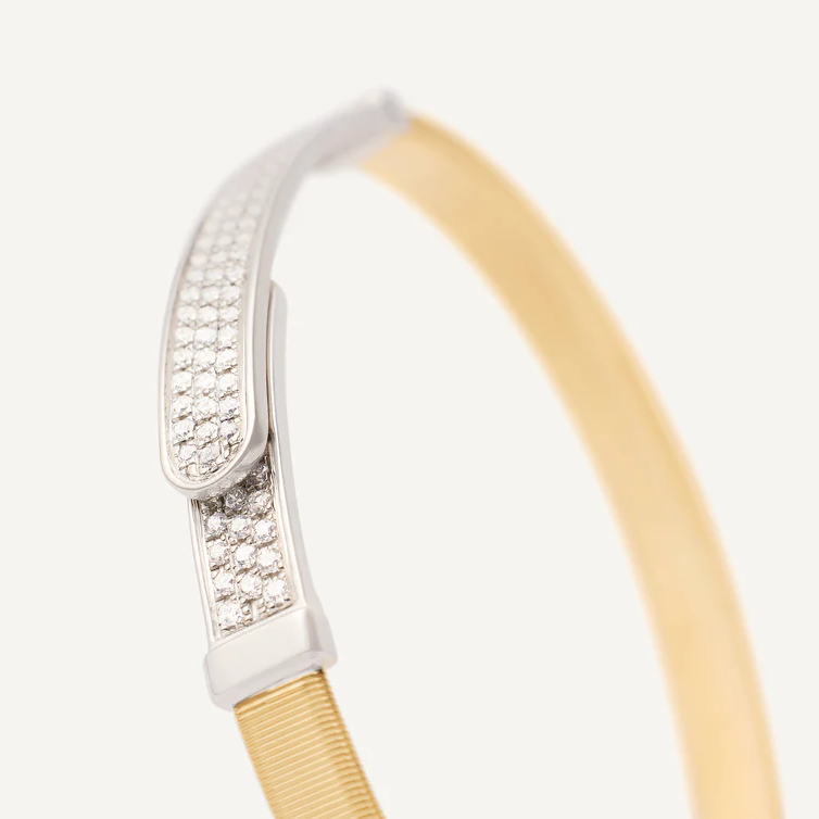 Marco Bicego Bracelet Marco Bicego Masai Collection 18k Yellow and White Gold Coil and Diamond Pavé Bangle Bracelet