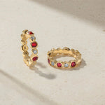 Mark Henry Earrings 18k Yellow Gold Mark Henry Bubbly Ruby and Diamond Mini Hoop Earrings