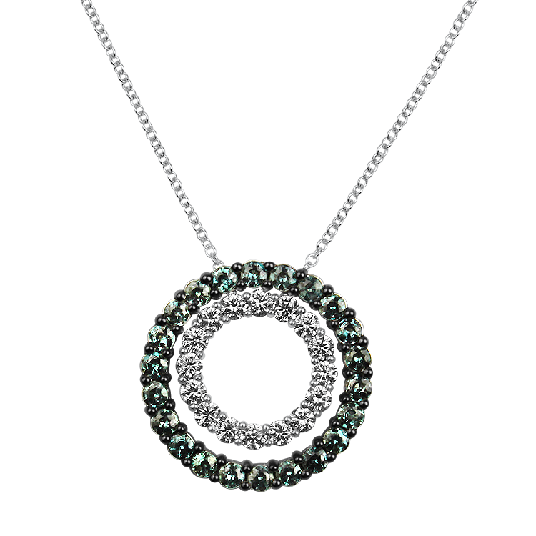 Mark Henry Necklaces and Pendants Mark Henry 18k White Gold Double Circle Alexandrite and Diamond Necklace