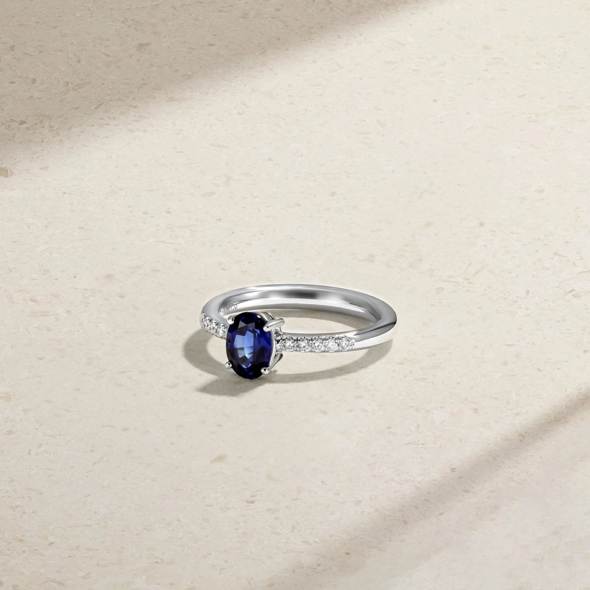 Mark Henry Ring Mark Henry 18k White Gold Oval Sapphire and Diamond Ring 7