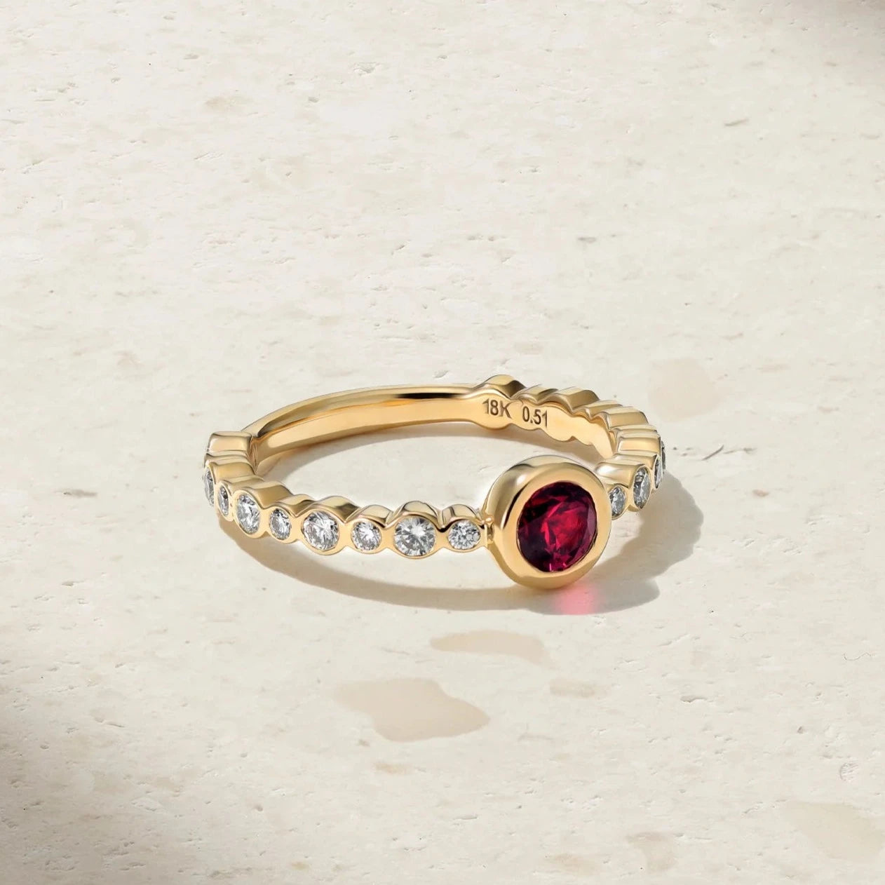 Mark Henry Ring Mark Henry 18k Yellow Gold "Bubbly Crescendo Ruby and Diamond" Ring 6.5