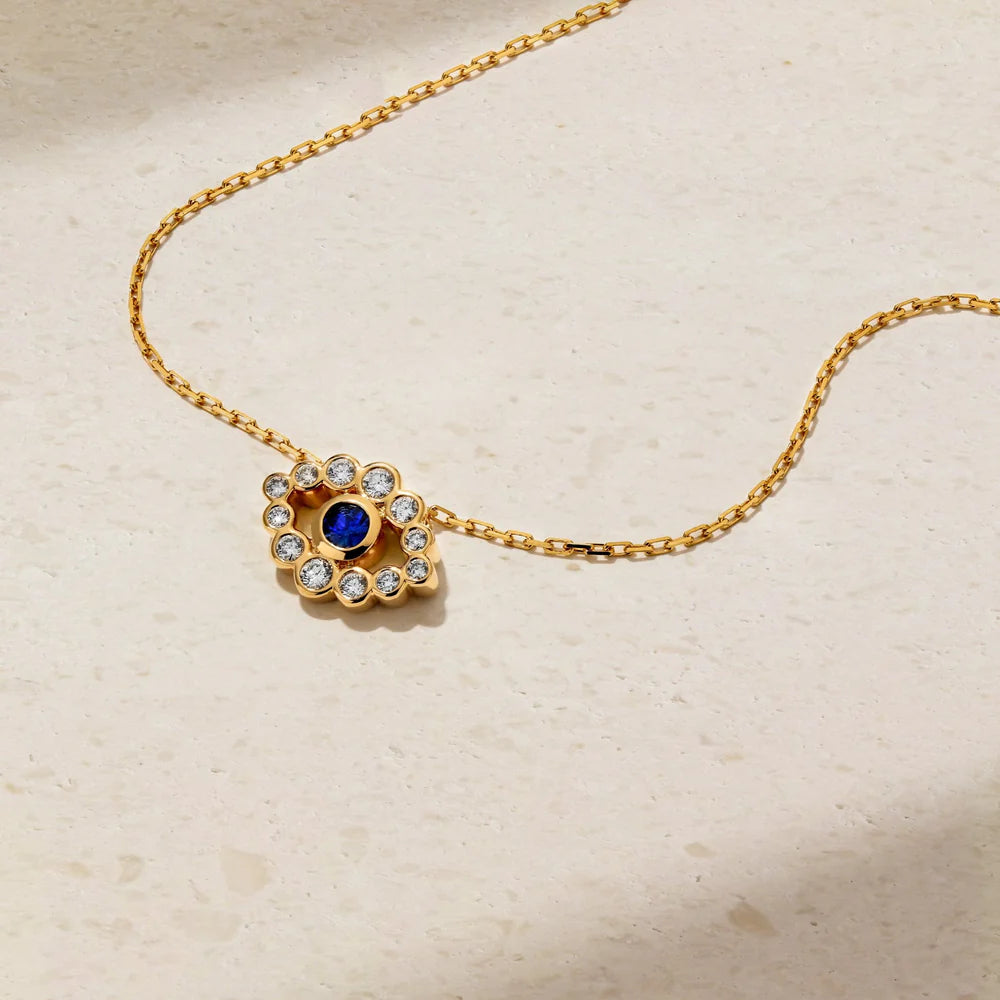 Mark Henry Necklaces and Pendants Mark Henry 18k Yellow Gold "Bubbly Evil Eye Sapphire and Diamond" Necklace