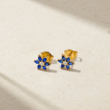 Mark Henry Earrings Mark Henry 18k Yellow Gold Daffodil Garden Sapphire and Diamond Stud Earrings