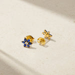 Mark Henry Earrings Mark Henry 18k Yellow Gold Daffodil Garden Sapphire and Diamond Stud Earrings