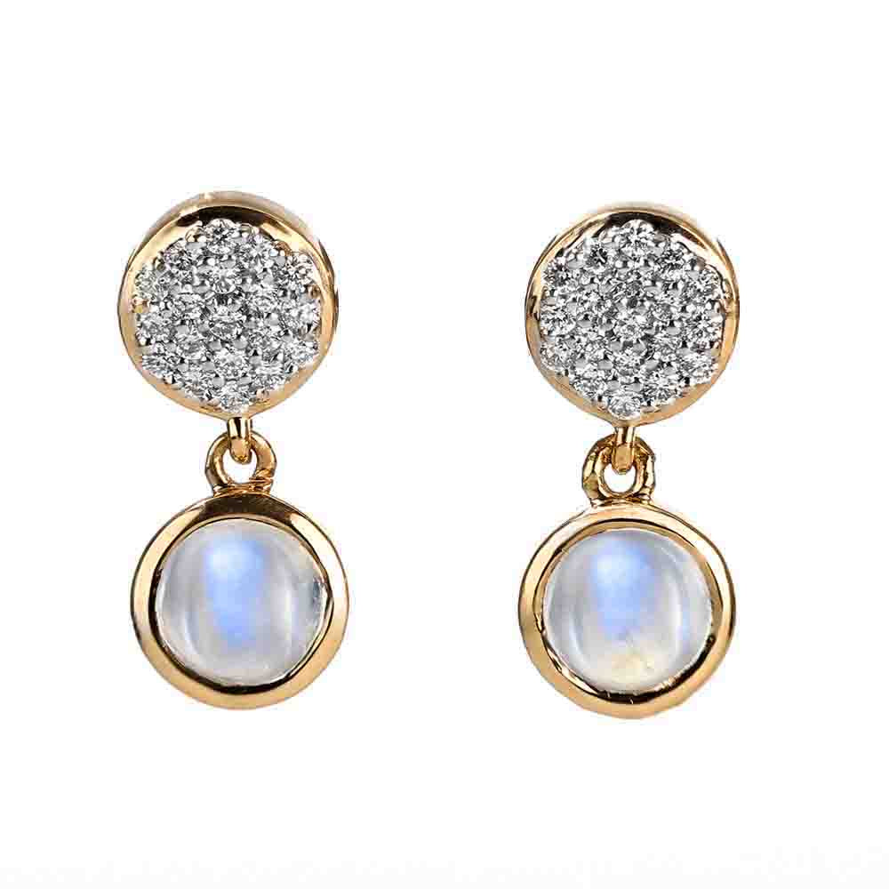 Mark Henry Earrings Mark Henry 18k Yellow Gold Diamond and Moonstone Earrings