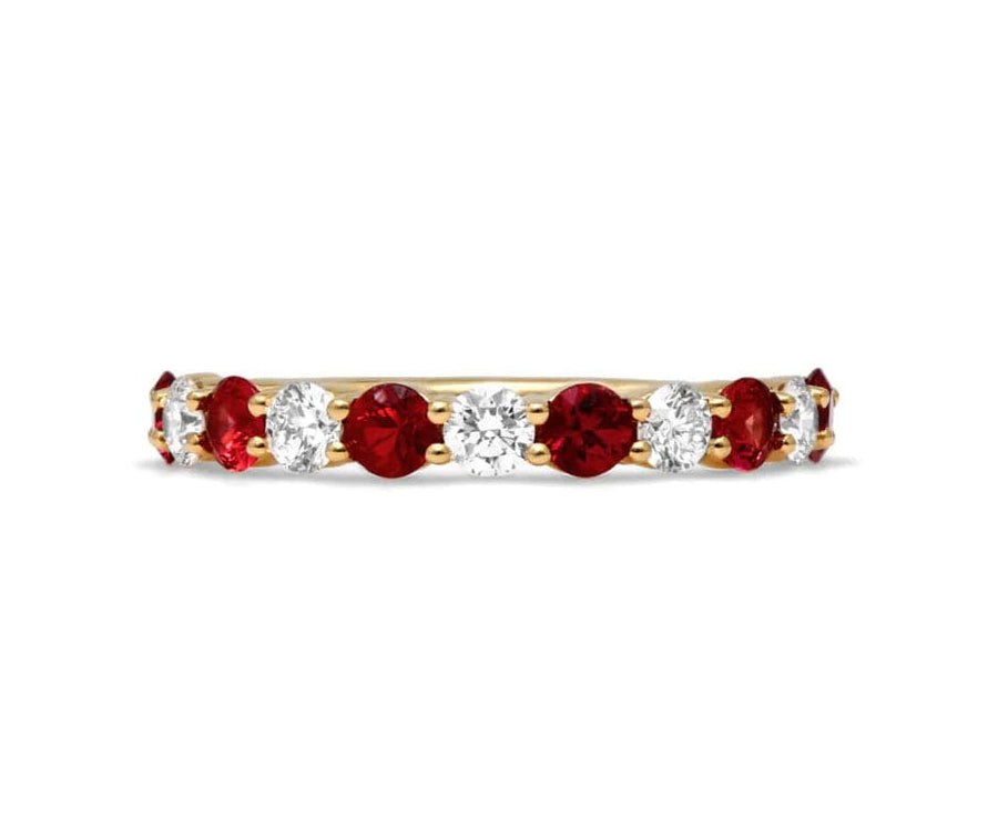 Mark Henry 18k Yellow Gold Everlong Eleven Stone Ruby And Diamond Band 