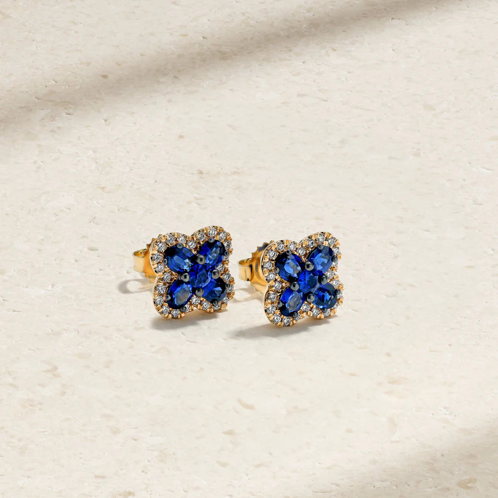 Mark Henry Earrings Mark Henry 18k Yellow Gold  Felicity Sapphire and Diamond Stud Earrings