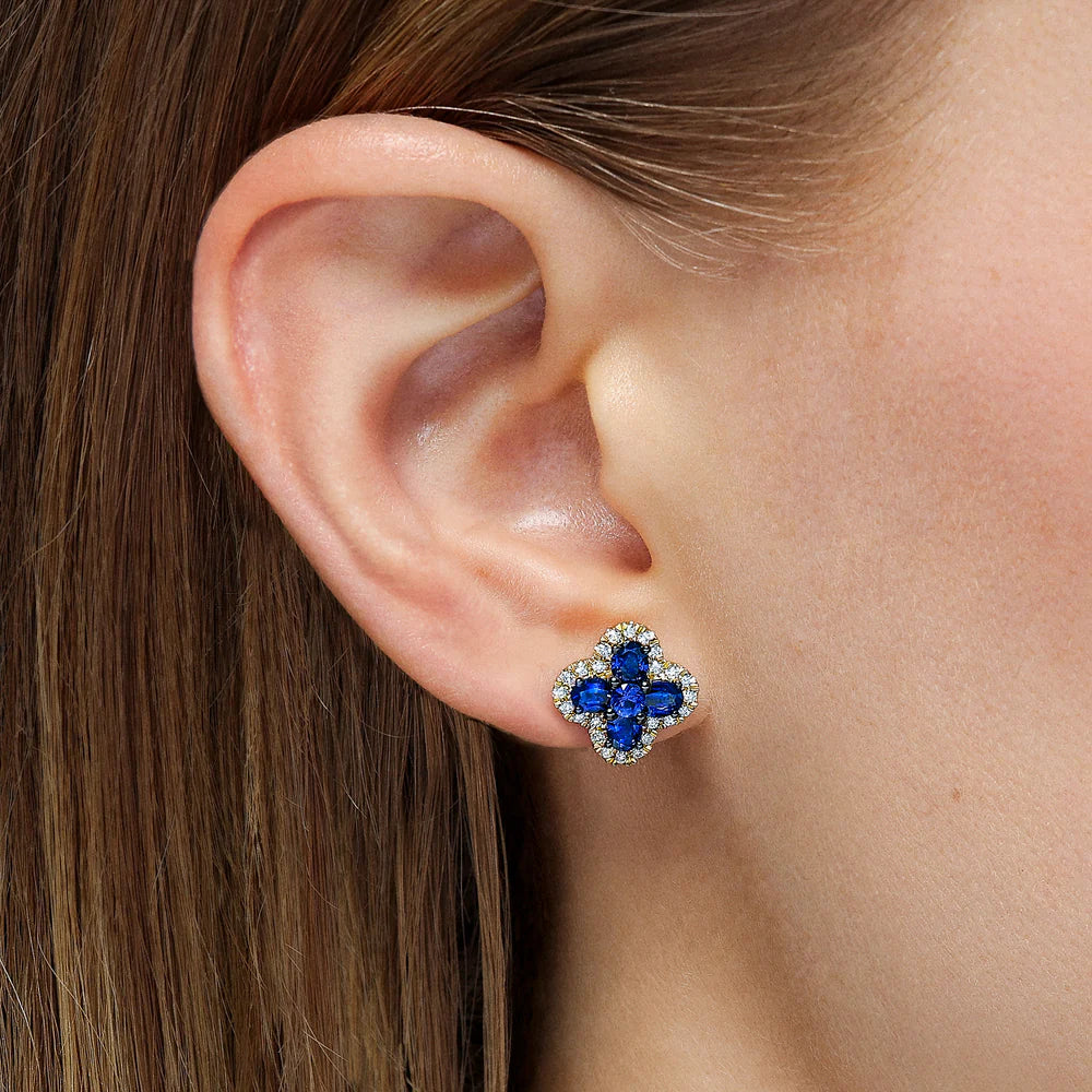 Mark Henry Earrings Mark Henry 18k Yellow Gold  Felicity Sapphire and Diamond Stud Earrings