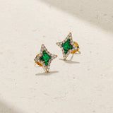 Mark Henry Earrings Mark Henry 18k Yellow Gold Notte Emerald and Diamond Stud Earrings