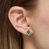 Mark Henry Earrings Mark Henry 18k Yellow Gold Notte Emerald and Diamond Stud Earrings