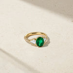 Mark Henry Ring Mark Henry 18k Yellow Gold Oval Colombian Emerald and Diamond Ring