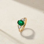 Mark Henry Ring Mark Henry 18k Yellow Gold Oval Colombian Emerald and Diamond Ring