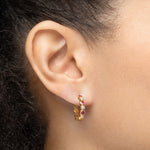 Mark Henry Earrings Mark Henry 18k Yellow Gold Pair of Bubbly Ruby and Diamond Mini Hoop Earrings