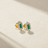 Mark Henry Earrings Mark Henry 18k Yellow Gold Pair of Pharaoh Emerald and Diamond Stud Earrings