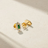 Mark Henry Earrings Mark Henry 18k Yellow Gold Pair of Pharaoh Emerald and Diamond Stud Earrings