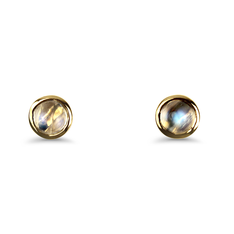 Mark Henry Earrings Mark Henry 18k Yellow Gold Round Moonstone Stud Earrings