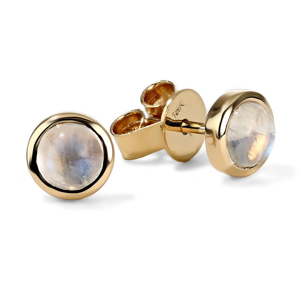 Mark Henry Earrings Mark Henry 18k Yellow Gold Round Moonstone Stud Earrings