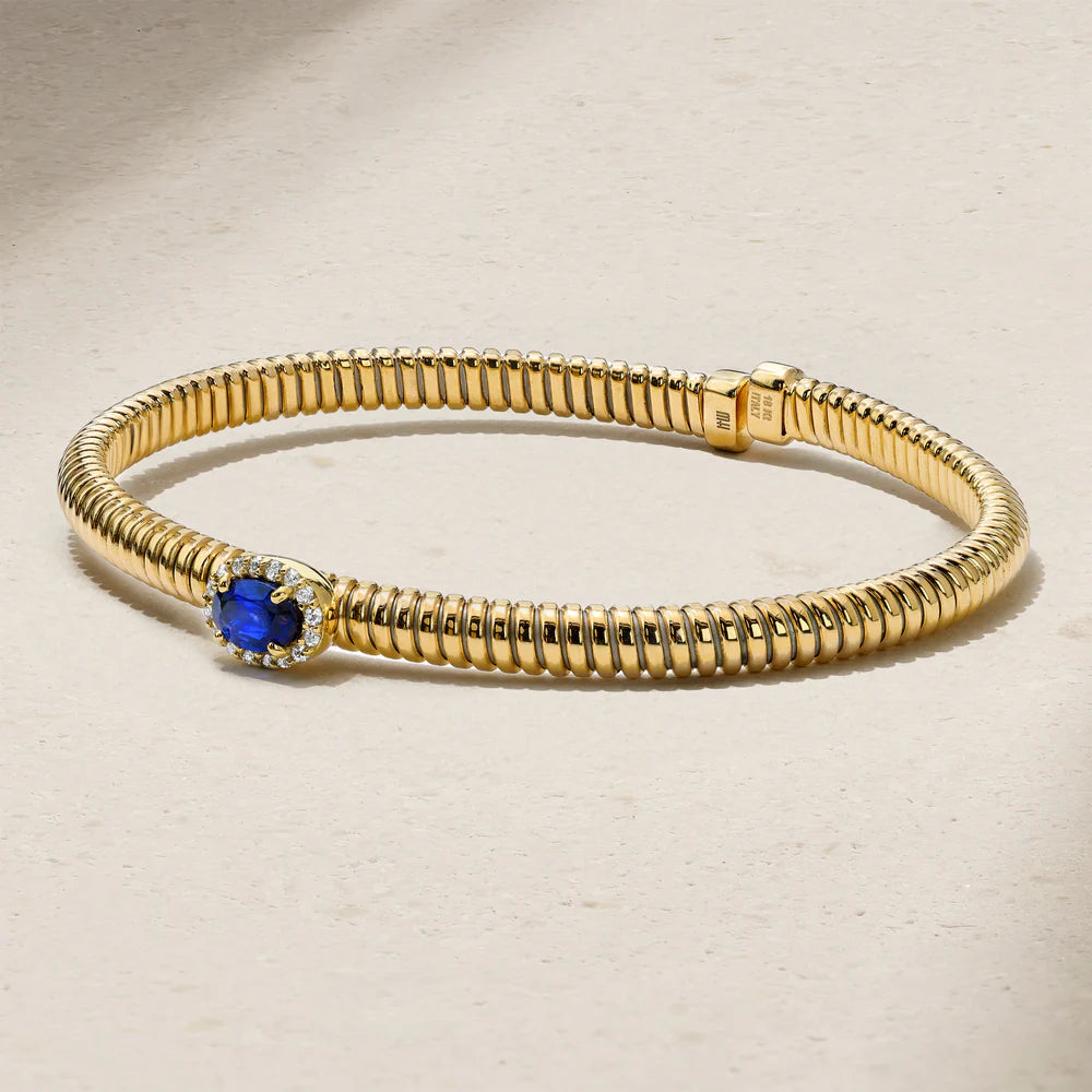 Mark Henry Bracelet Mark Henry 18k Yellow Gold Sapphire and Diamond Flex Bangle