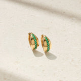 Mark Henry Earrings Mark Henry 18k Yellow Gold Saturn Emerald Huggie Earrings